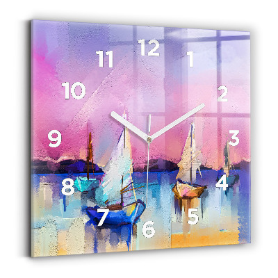Horloge carrée en verre Paysage marin