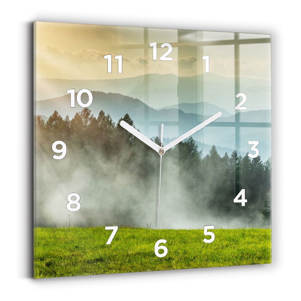 Pendule carrée en verre Paysage de montagne
