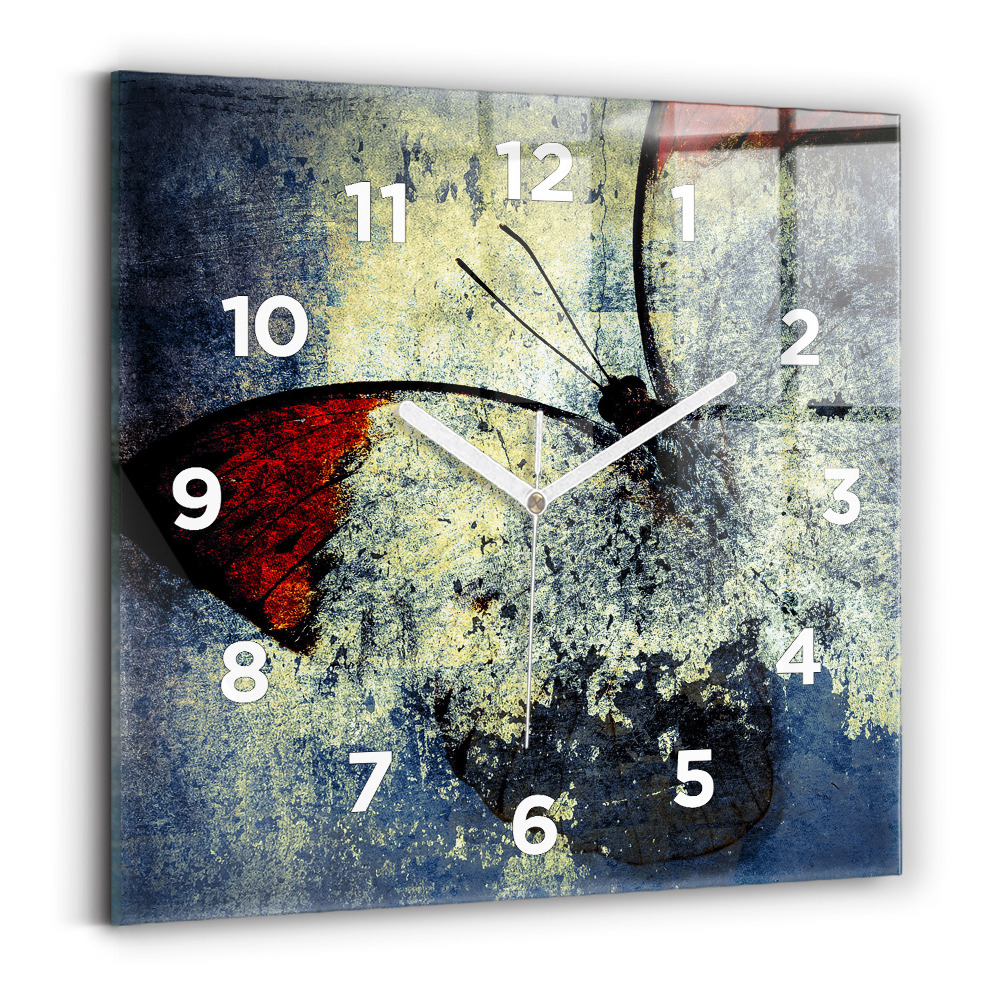 Horloge murale carrée Papillon style vintage
