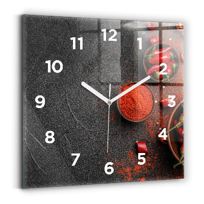 Horloge murale carrée Poivrons rouges
