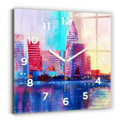 Horloge carrée en verre Abstrait de gratte-ciel