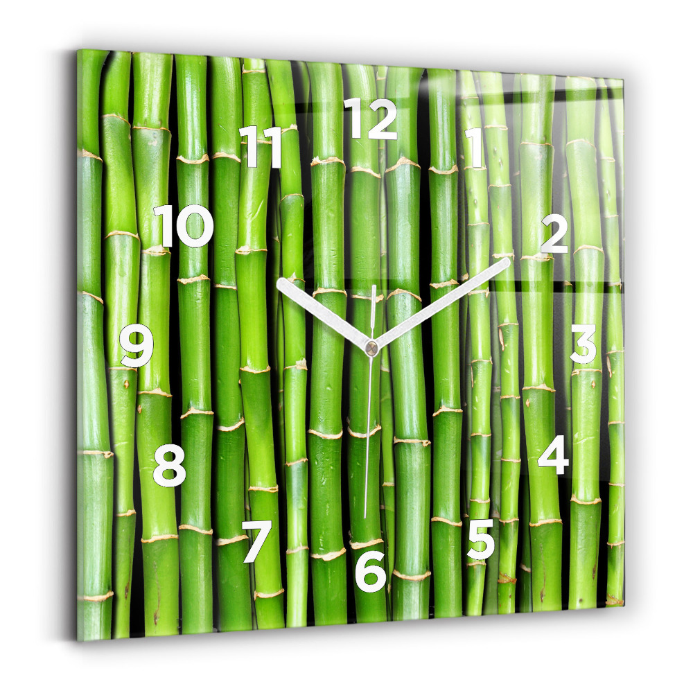 Horloge carrée en verre Bambou asiatique