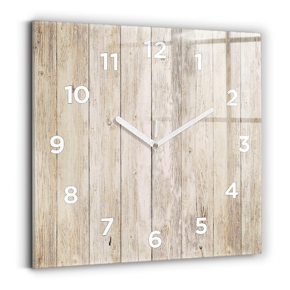 Horloge carrée en verre Panneaux en bois