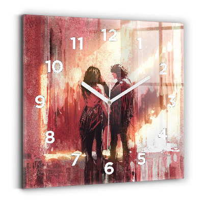 Pendule carrée en verre Jeune couple amoureux