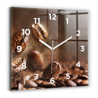 Horloge carrée en verre Grains de café