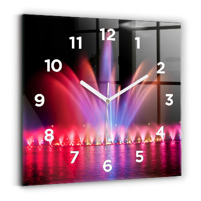 Pendule carrée en verre Fontaine de Wrocław la nuit