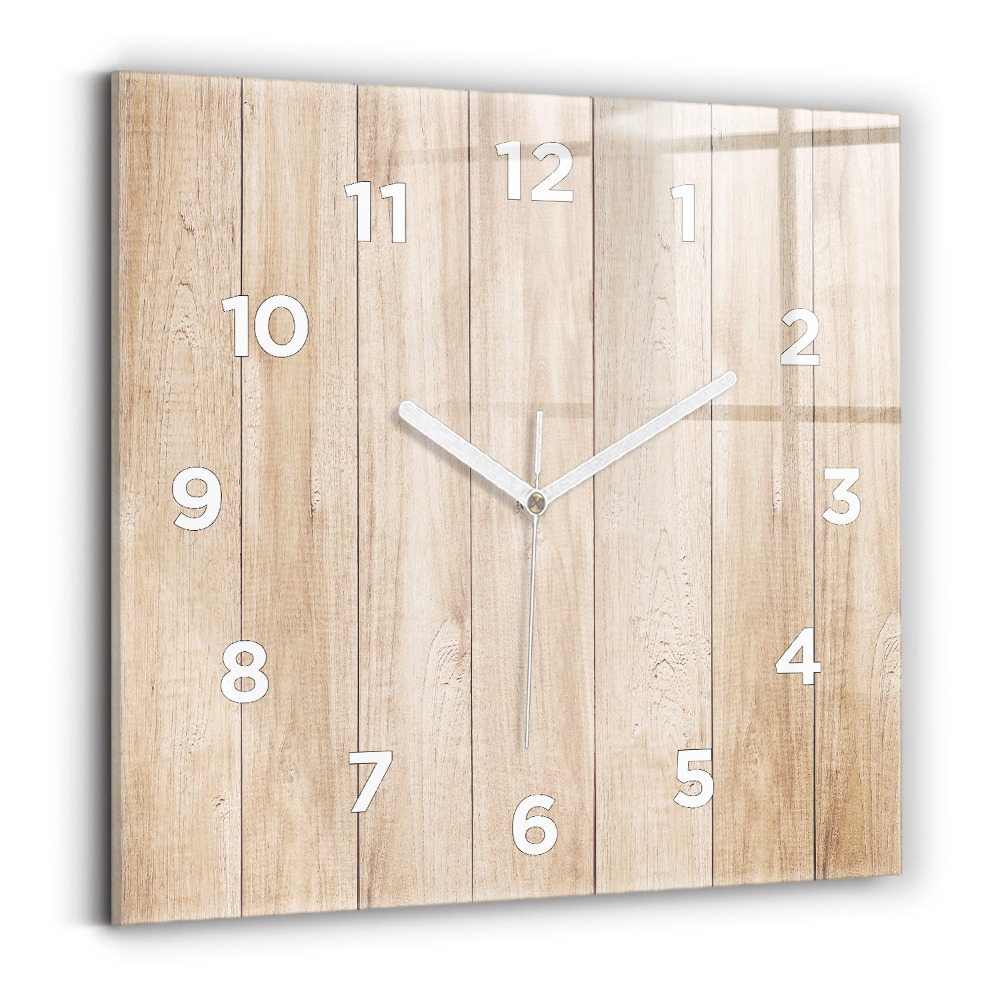 Pendule carrée en verre Texture en bois