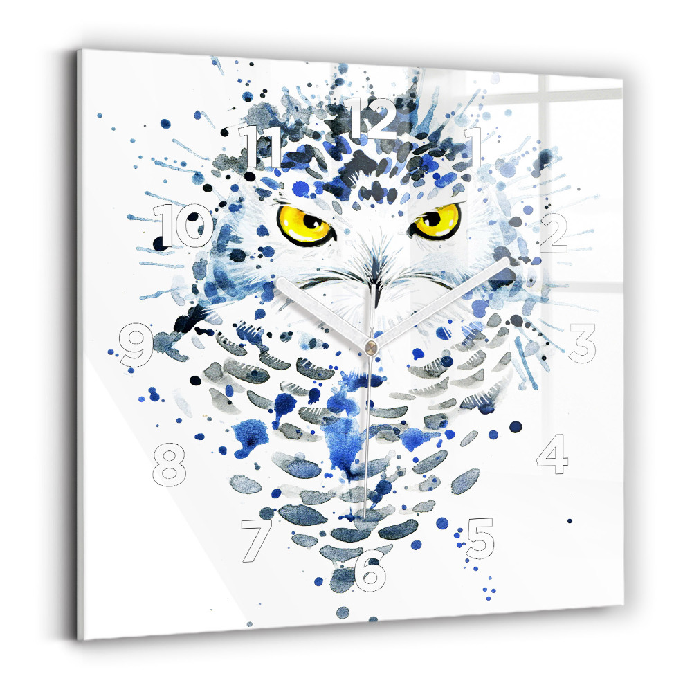 Horloge carrée en verre Regard de hibou