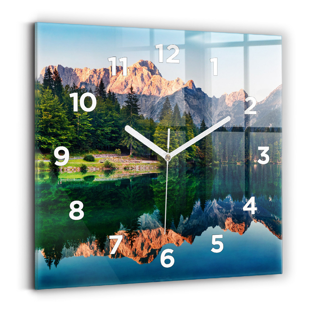 Pendule carrée en verre Paysage de lac