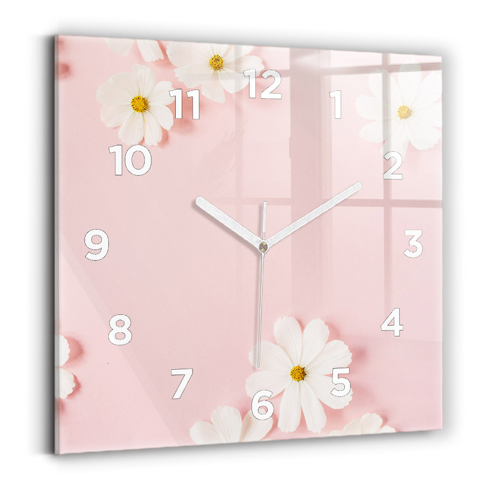 Horloge murale carrée Fleurs de marguerite