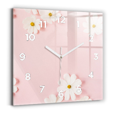Horloge murale carrée Fleurs de marguerite