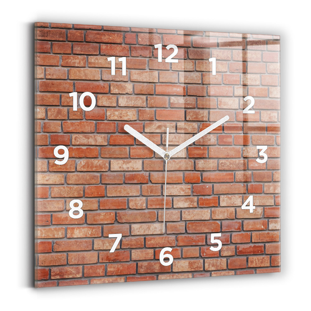 Horloge carrée en verre Mur de briques