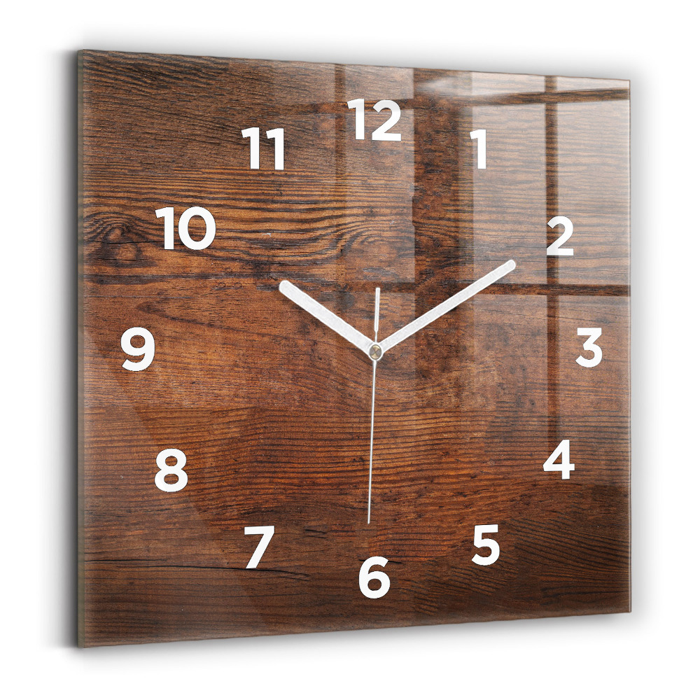 Pendule carrée en verre Vieux bois