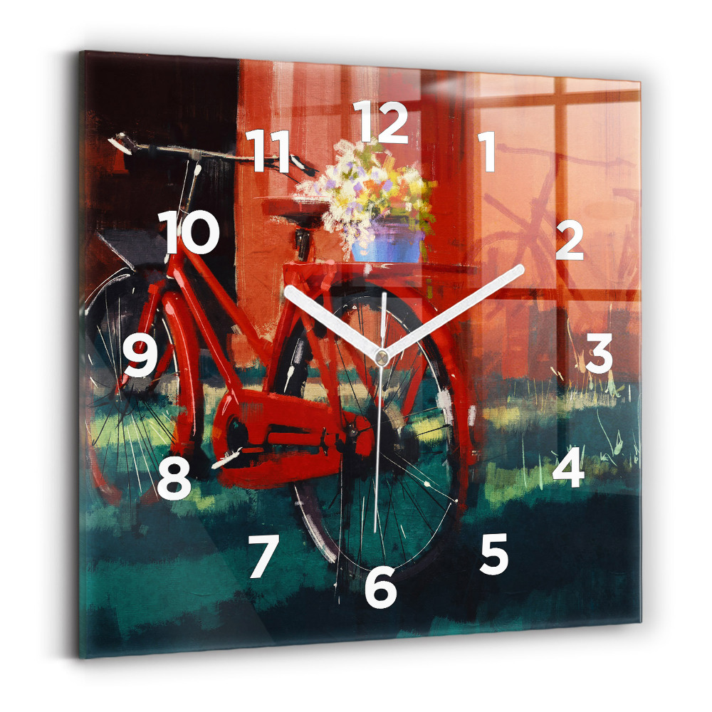 Horloge murale carrée Vélo peint