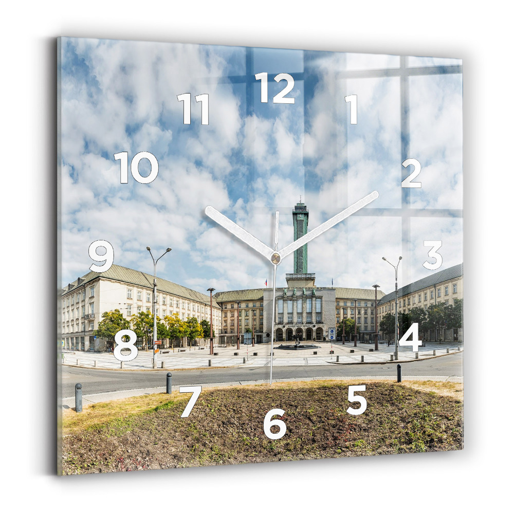 Horloge carrée en verre Panorama d'Ostrava