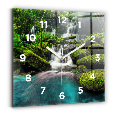 Horloge carrée en verre Chute d'eau en Thaïlande