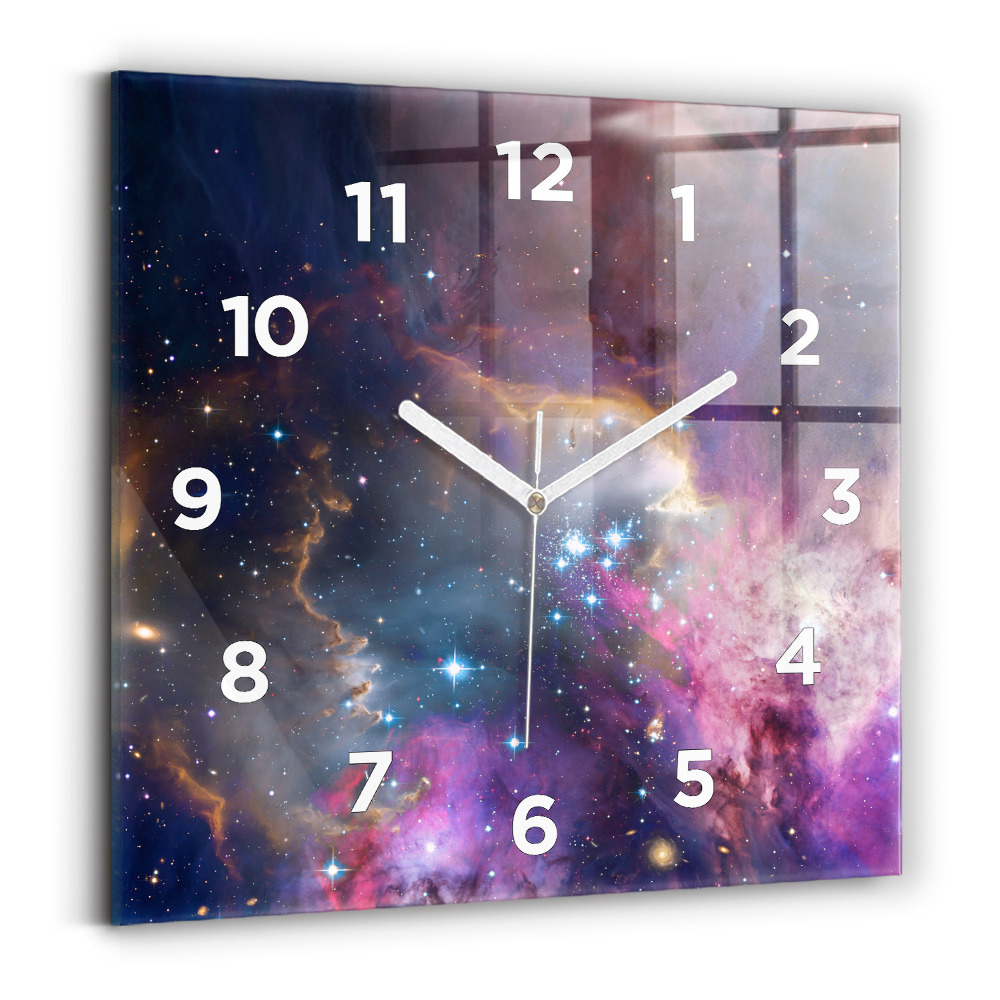 Pendule carrée en verre Galaxie et étoiles