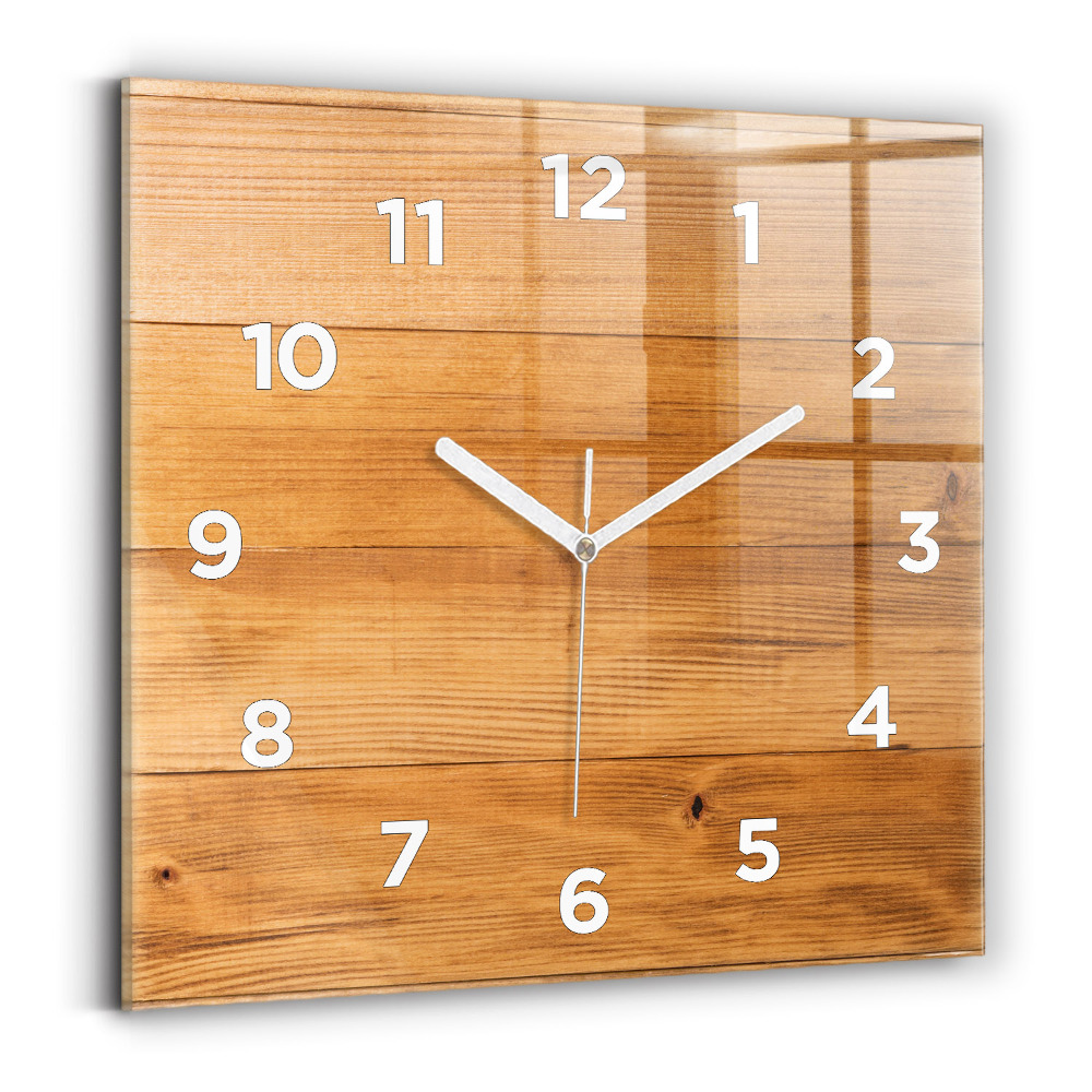 Pendule carrée en verre Planches en bois