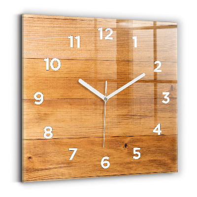 Pendule carrée en verre Planches en bois
