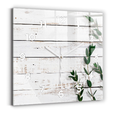 Horloge carrée en verre Planches en bois clair