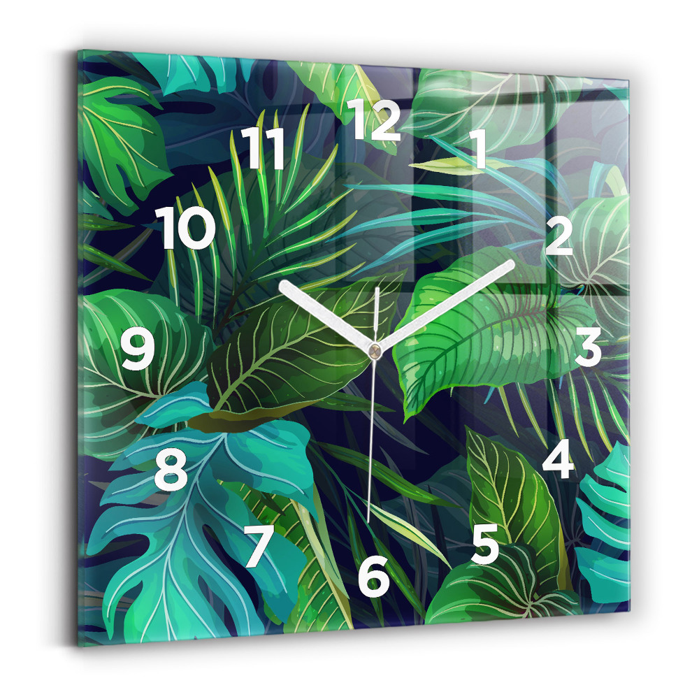 Horloge murale carrée Feuilles exotiques