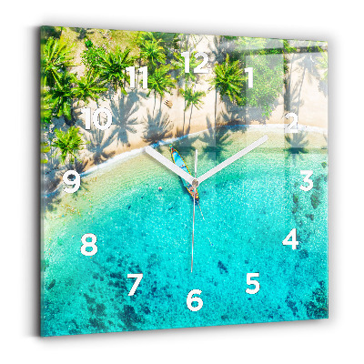 Pendule carrée en verre Plage tropicale de Koh Tao
