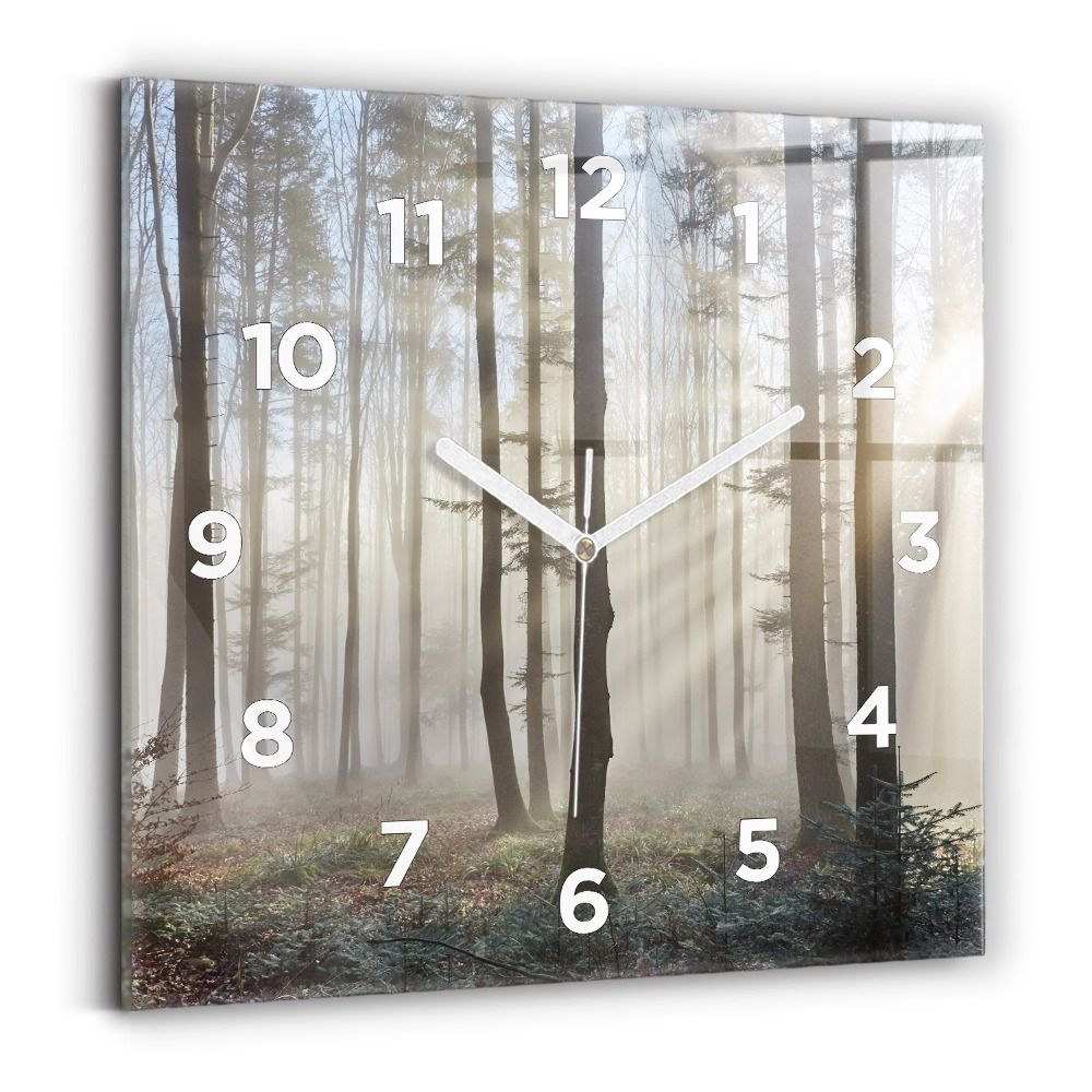 Horloge murale carrée Forêt dans la brume