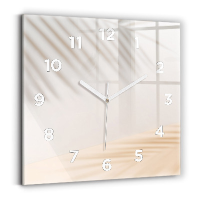 Horloge carrée en verre Crème abstraite