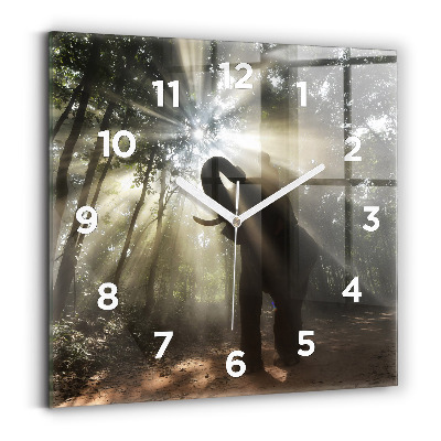 Horloge murale carrée Éléphant dans la jungle