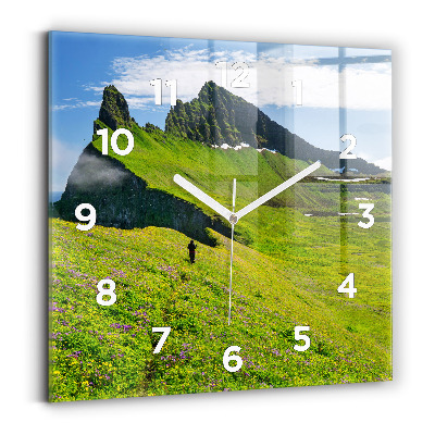 Pendule carrée en verre Réserve naturelle de Hornstrandir, Islande