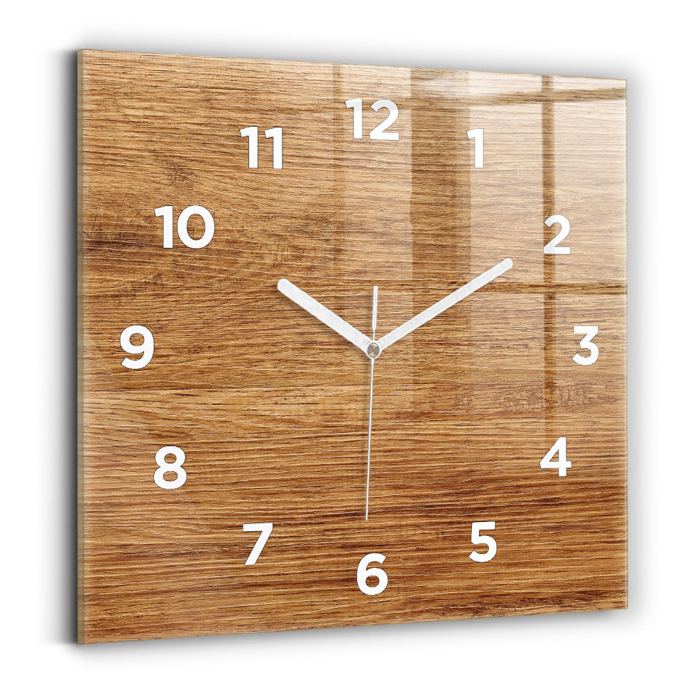 Horloge carrée en verre Bois clair