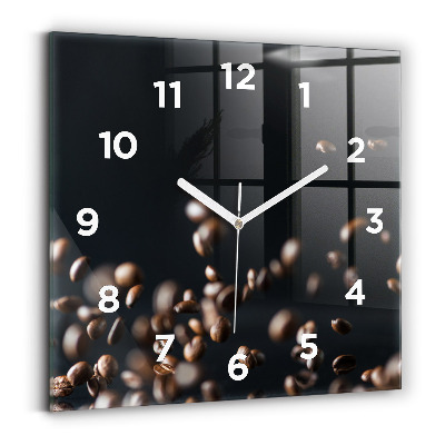 Horloge carrée en verre Grains de café