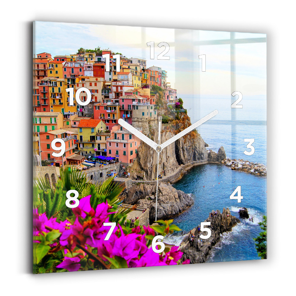 Pendule carrée en verre Côte des Cinque Terre