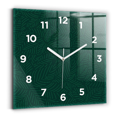 Horloge carrée en verre Motif de feuilles