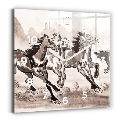 Horloge murale carrée Chevaux au galop