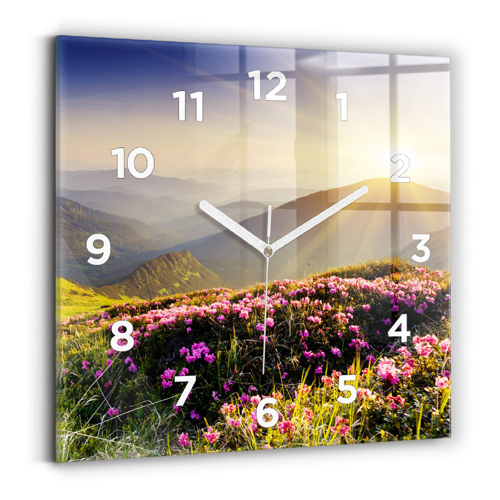Horloge murale carrée Paysage de montagne