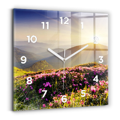 Horloge murale carrée Paysage de montagne