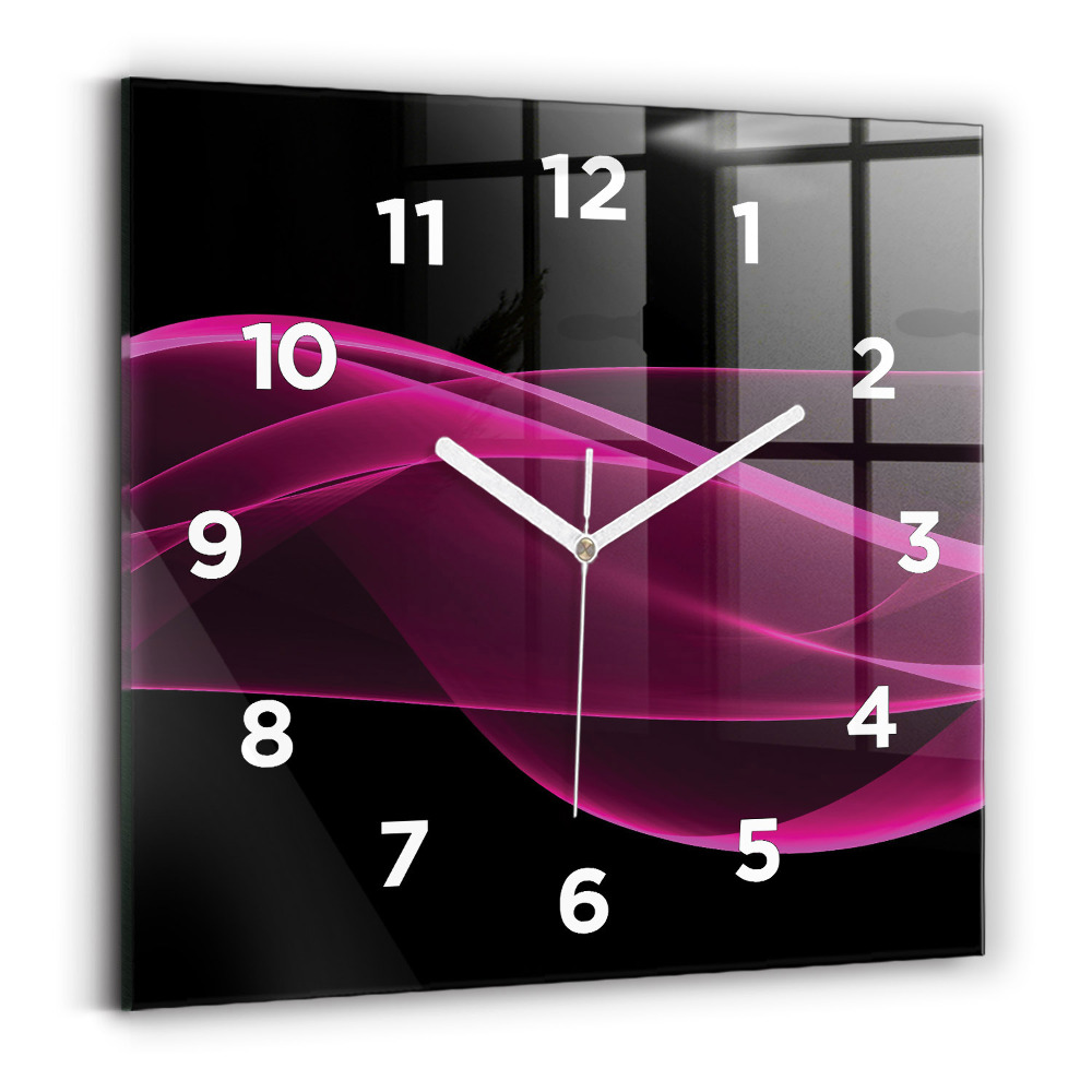 Pendule carrée en verre Abstraction rose