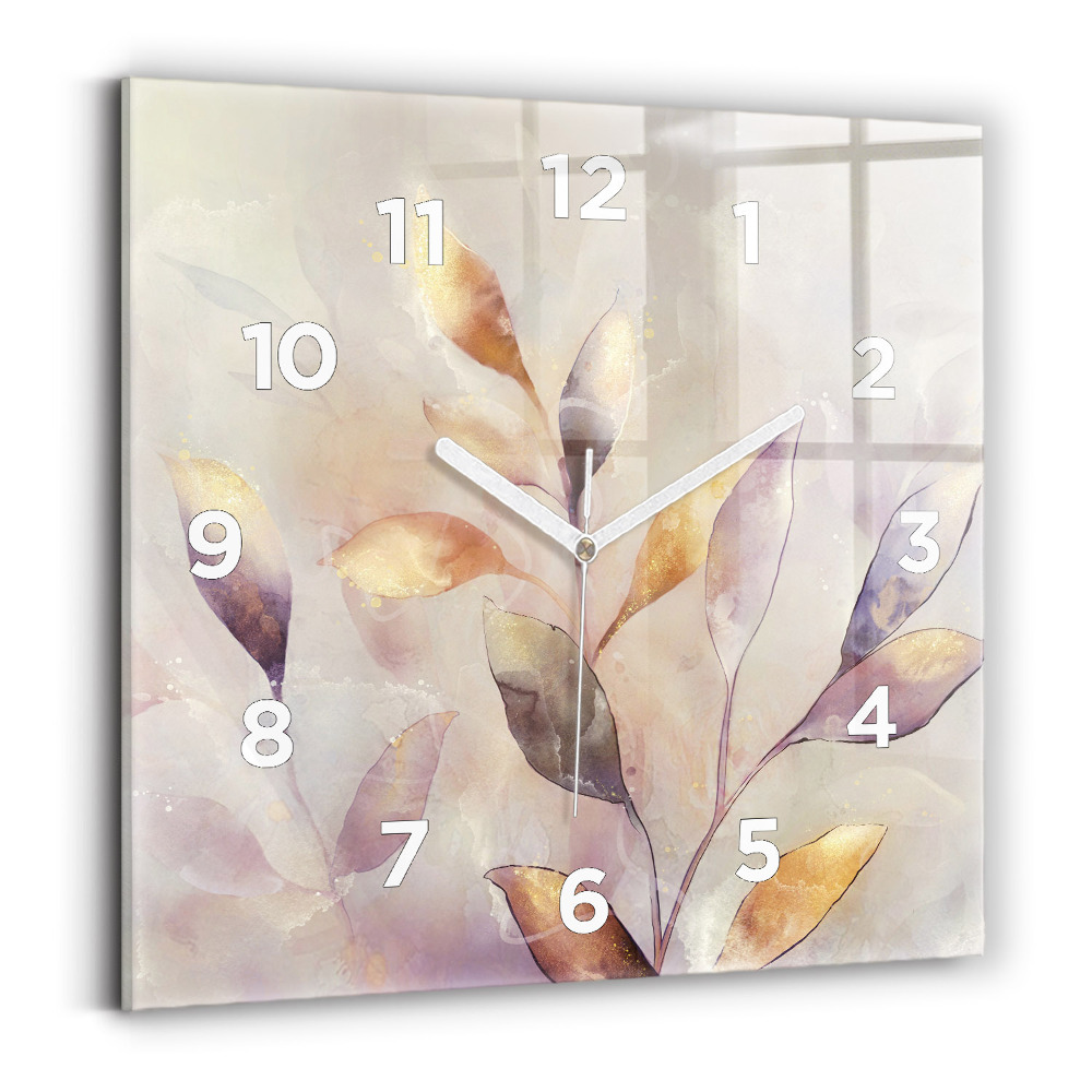 Horloge murale carrée Feuilles abstraites boho