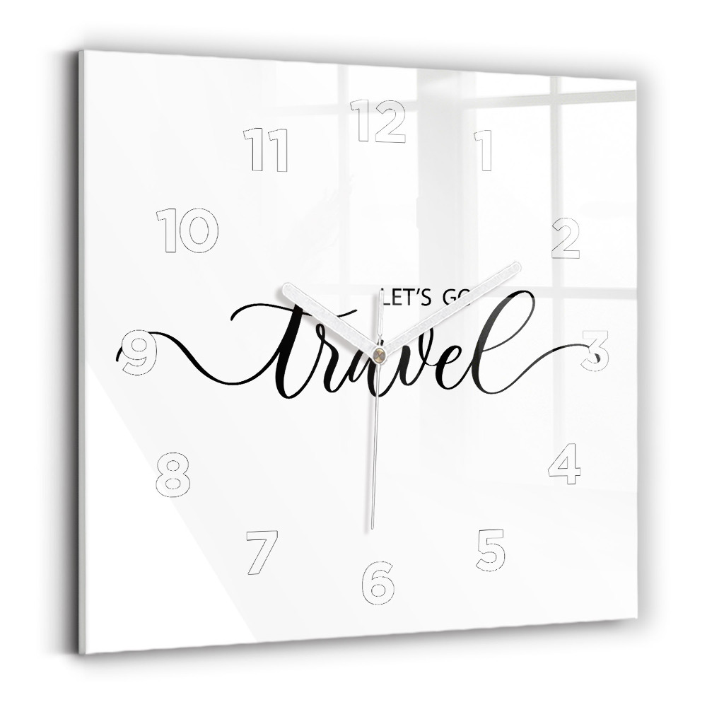 Pendule carrée en verre Inscription de voyage