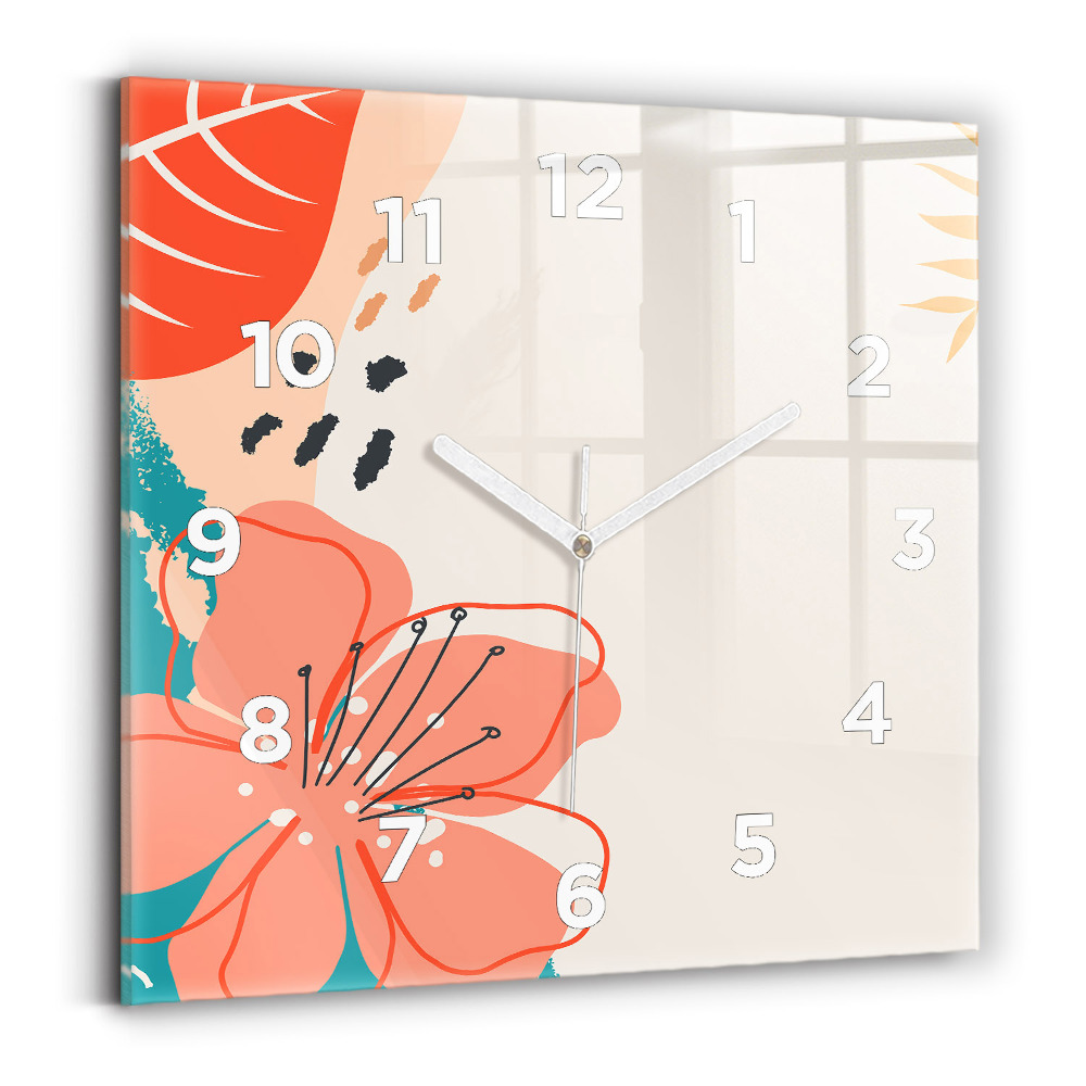 Horloge carrée en verre Plantes hawaïennes
