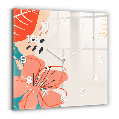 Horloge carrée en verre Plantes hawaïennes