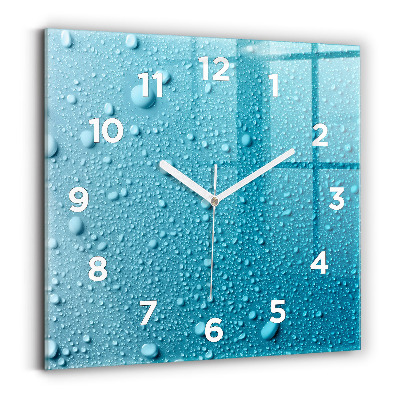 Horloge carrée en verre Gouttes d'eau sur verre