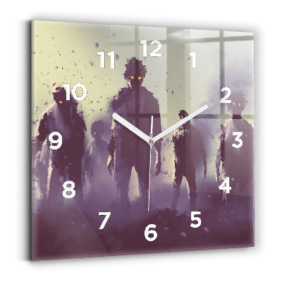 Horloge carrée en verre Zombie la nuit - halloween
