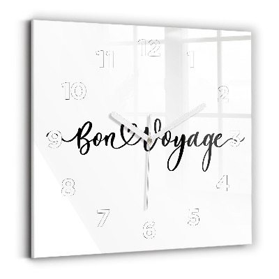 Horloge murale carrée Inscription Bon voyage