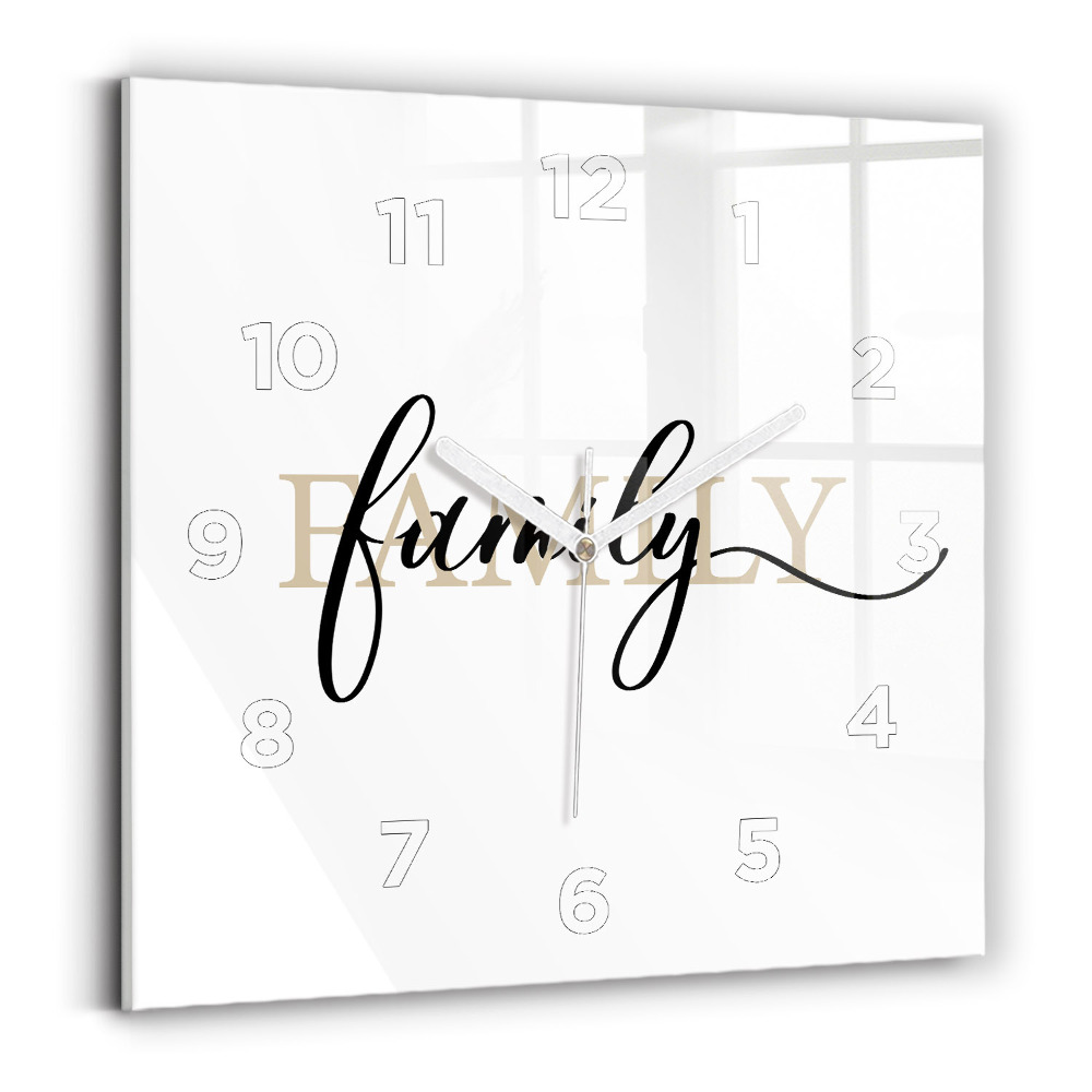 Horloge carrée en verre Inscription familiale