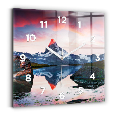 Pendule carrée en verre Stellisee Lac du Cervin