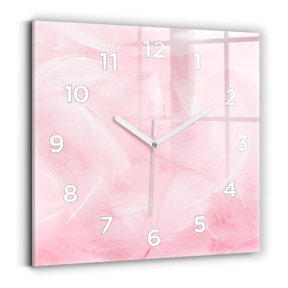 Horloge carrée en verre Plume abstraite