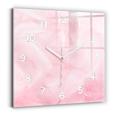 Horloge carrée en verre Plume abstraite