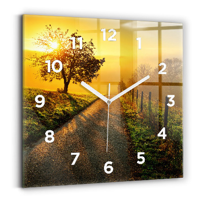 Pendule carrée en verre Brume au lever du soleil